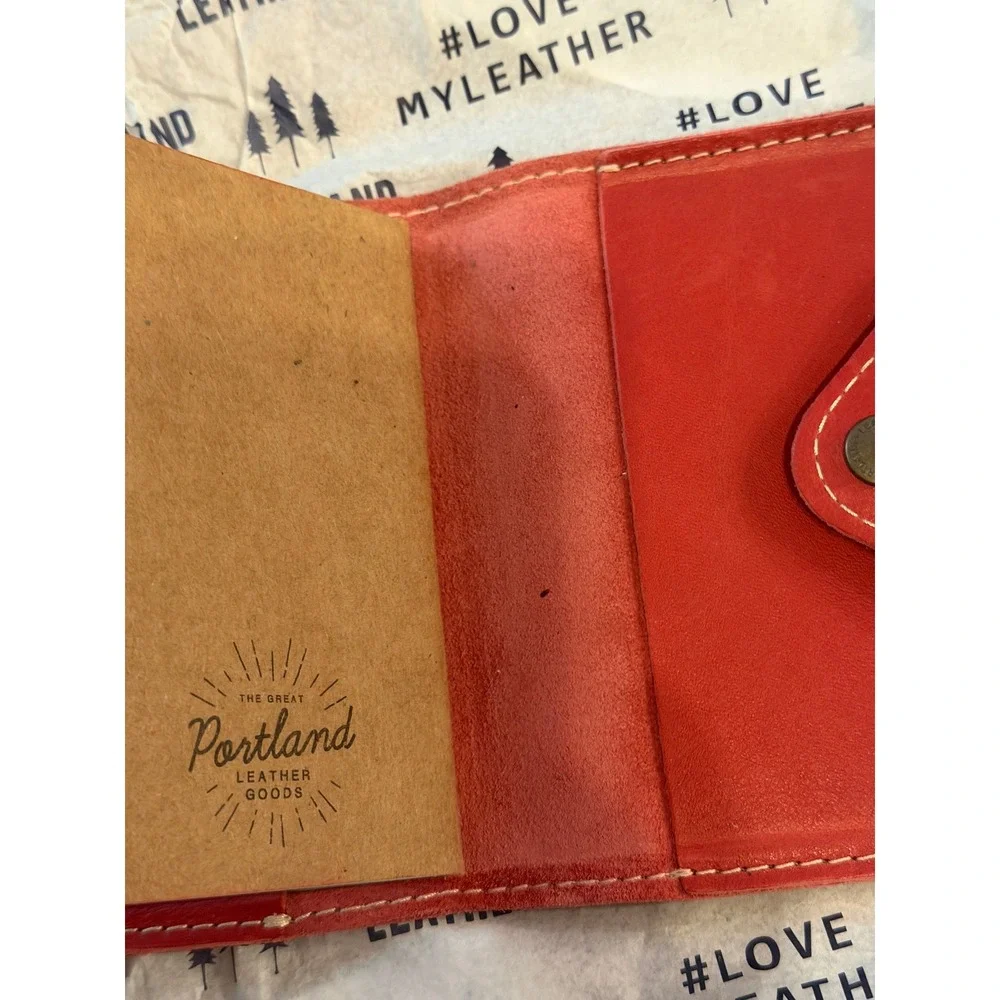 Portland Leather Goods Red Leather Snap Journal Cover Pocket Notebook Holder